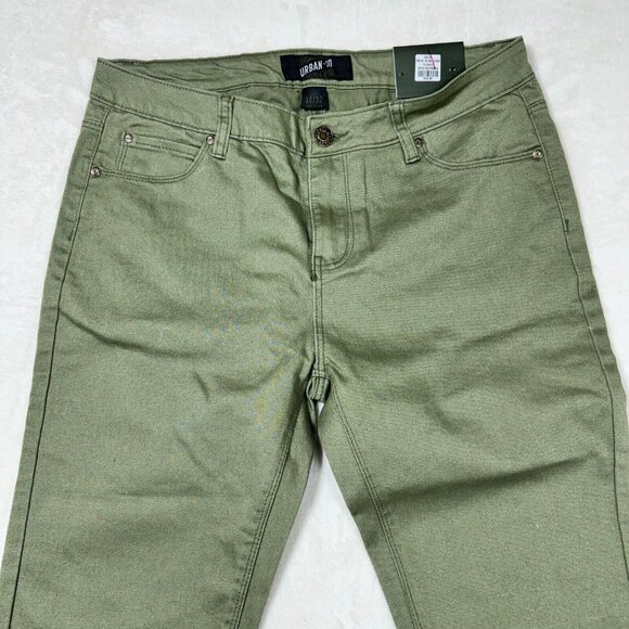 Urban ID Men's 34 Green Distressed Destructed Skinny Jeans - Casual Denim Bottom - Picture 2 of 13